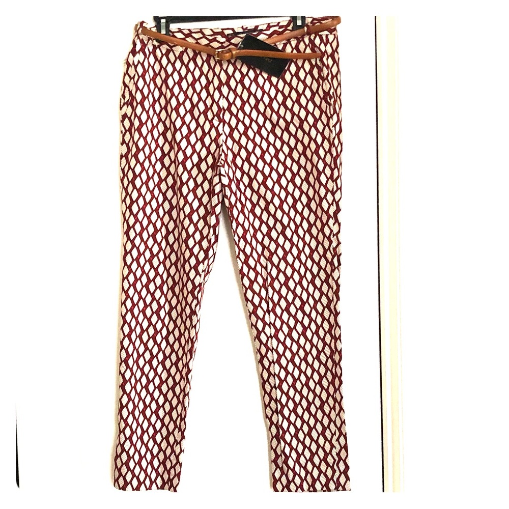 ZARA Print Chino Straight Leg Pants Size:8
